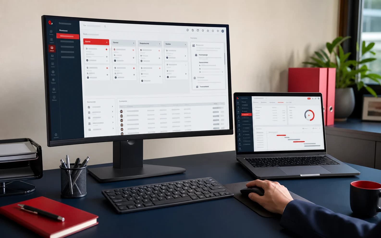 ภาพจำลองระบบ ByteMatrix CRM บนหน้าจอคอมพิวเตอร์สำหรับบริหารงานขายและโครงการ
